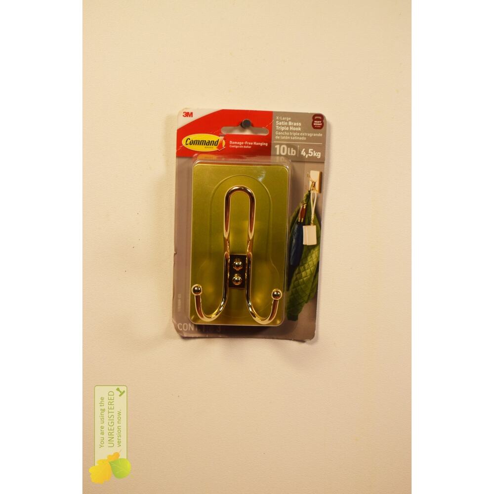 Command Extra Large Satin Brass Triple Hook